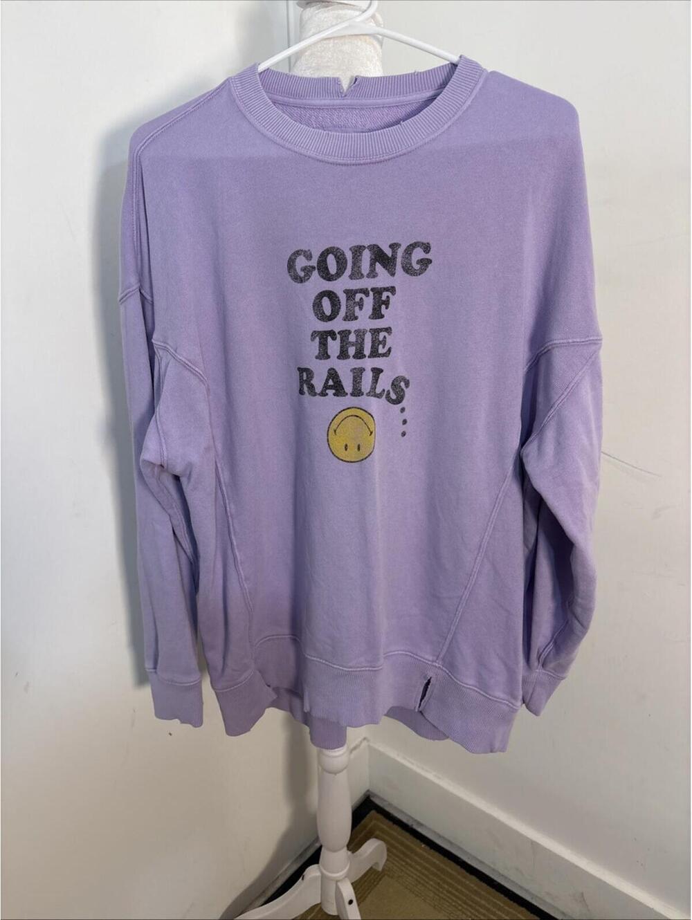 Aerie Cozy Lavender Oversized Crew Sweatshirt Small ~ going off the‎ rails